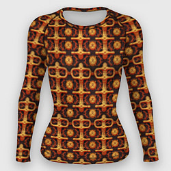 Рашгард женский Оранжевый деревянный абстрактный паттерн, цвет: 3D-принт