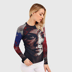 Рашгард женский Русская девушка в камуфляже, цвет: 3D-принт — фото 2