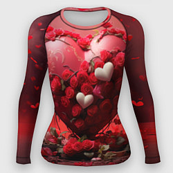 Рашгард женский Сердце и розы 14 февраля, цвет: 3D-принт