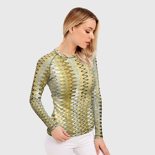 Женский рашгард Золотистый волнистый / 3D-принт – фото 3