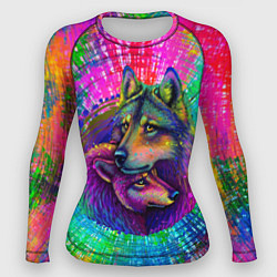 Рашгард женский Цветные волк с волчицей, цвет: 3D-принт