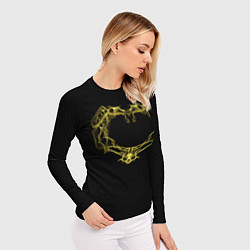Рашгард женский Сердце желтыми энергетическими линиями на черном, цвет: 3D-принт — фото 2