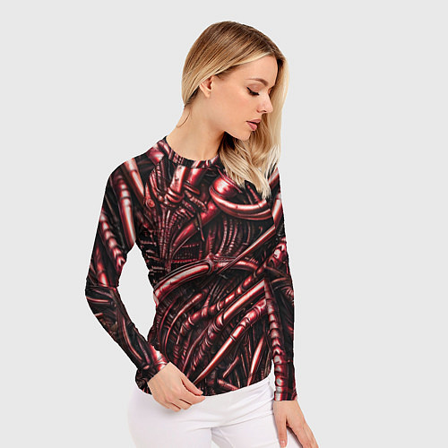 Женский рашгард Красные трубки чужих / 3D-принт – фото 3