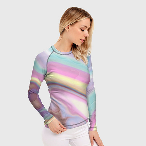 Женский рашгард Розово-голубой мрамор / 3D-принт – фото 3