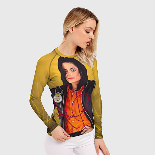 Женский рашгард Michael Jackson на золотом фоне с графикой / 3D-принт – фото 3