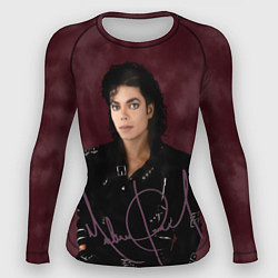 Рашгард женский Michael Jackson на бордовом фоне, цвет: 3D-принт
