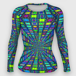 Рашгард женский Абстрактный узор коридор из разноцветных квадратов, цвет: 3D-принт