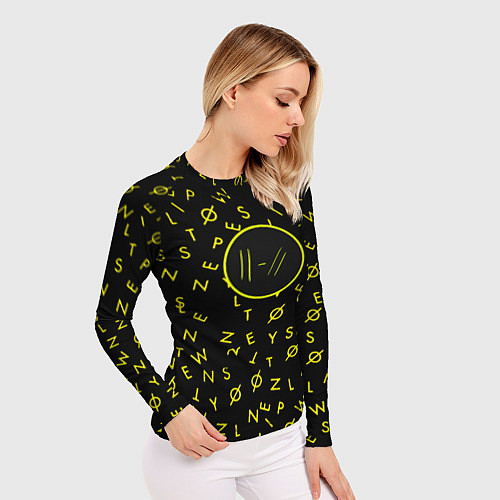 Женский рашгард Twenty one pilots pattern rock yellow / 3D-принт – фото 3