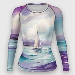 Рашгард женский Яхта идущая по волнам, цвет: 3D-принт