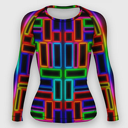 Рашгард женский Цветные светящиеся прямоугольники, цвет: 3D-принт