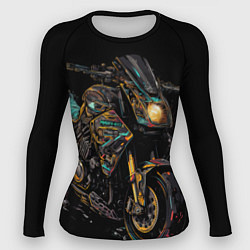 Женский рашгард Темный мотоцикл на черном фоне