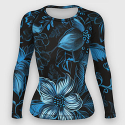 Рашгард женский Синие цветы абстракции, цвет: 3D-принт