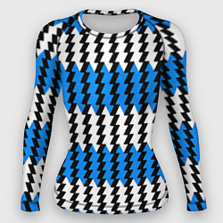 Рашгард женский Вертикальные бело-синие полосы, цвет: 3D-принт