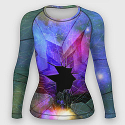 Рашгард женский Расколотое стекло - космическая туманность, цвет: 3D-принт