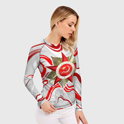 Рашгард женский Великая отечественная - красные нити, цвет: 3D-принт — фото 2