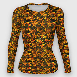 Рашгард женский Огненные звезды и камуфляж, цвет: 3D-принт