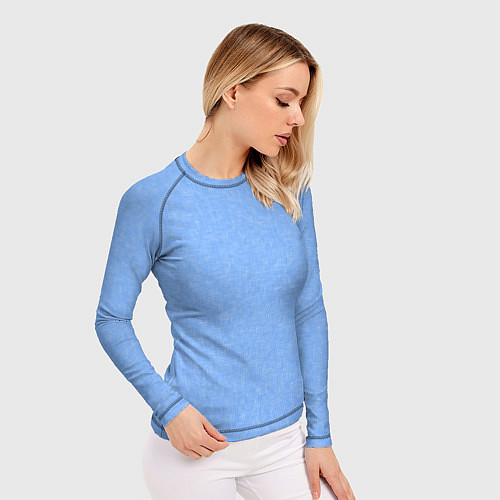 Женский рашгард Текстурированный небесный голубой однотонный / 3D-принт – фото 3
