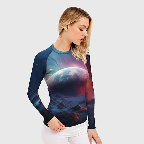 Женский рашгард Фантастика космос и планета / 3D-принт – фото 3