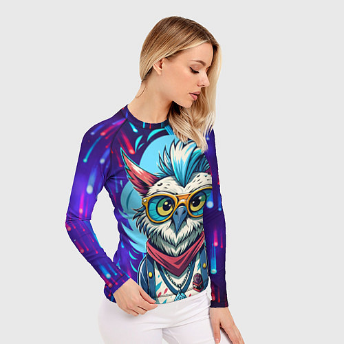 Женский рашгард Сова модница на стиле / 3D-принт – фото 3