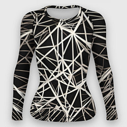 Рашгард женский Белые хаотичные линии на чёрном фоне, цвет: 3D-принт