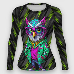 Рашгард женский Модная сова и зеленые молнии, цвет: 3D-принт