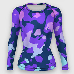 Рашгард женский Паттерн с розовыми фиолетовыми и голубыми пятнами, цвет: 3D-принт