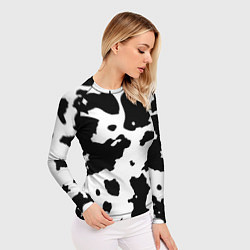 Рашгард женский Черно белый коровий узор, цвет: 3D-принт — фото 2