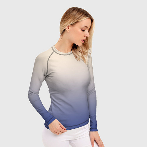 Женский рашгард Градиент бежевый в синий / 3D-принт – фото 3