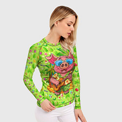 Рашгард женский Свинка с гитарой жаркое лето, цвет: 3D-принт — фото 2