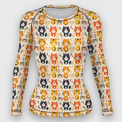 Рашгард женский Разноцветные котята ретро узор, цвет: 3D-принт