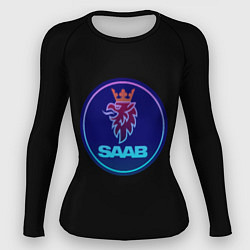 Рашгард женский Saab logo neon, цвет: 3D-принт