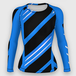Рашгард женский Black and white stripes on a blue background, цвет: 3D-принт