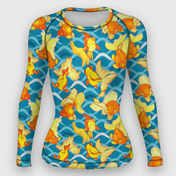 Рашгард женский Разноцветные золотые рыбки, цвет: 3D-принт