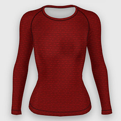Рашгард женский Текстурированный тёмно-красный однотонный, цвет: 3D-принт