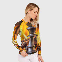 Рашгард женский Шахматы - король на фоне огня, цвет: 3D-принт — фото 2