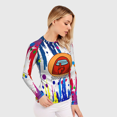 Женский рашгард Among us краски цветные с потёками / 3D-принт – фото 3