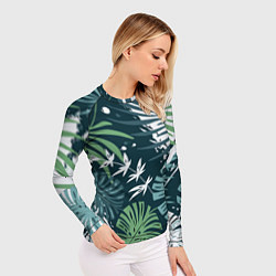 Рашгард женский Листья тропических джунглей абстракция, цвет: 3D-принт — фото 2