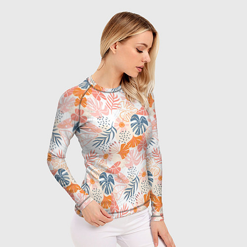 Женский рашгард Паттерн узор листьев / 3D-принт – фото 3