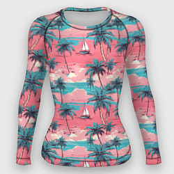 Женский рашгард Летний закат на море паттерн-текстура