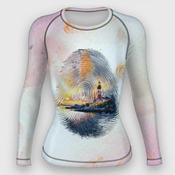 Рашгард женский Маяк у моря на закате в отпечатке пальца, цвет: 3D-принт