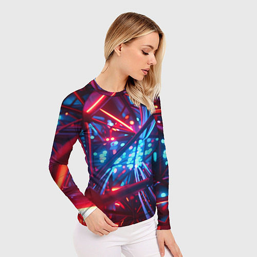 Женский рашгард Неоновые трубки / 3D-принт – фото 3