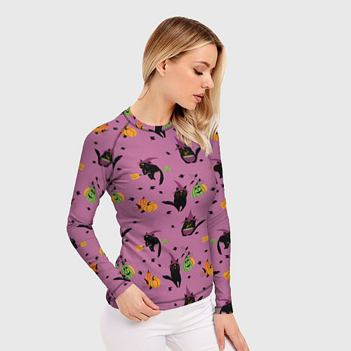 Женский рашгард Хэллоуин и кот ведьмы / 3D-принт – фото 3