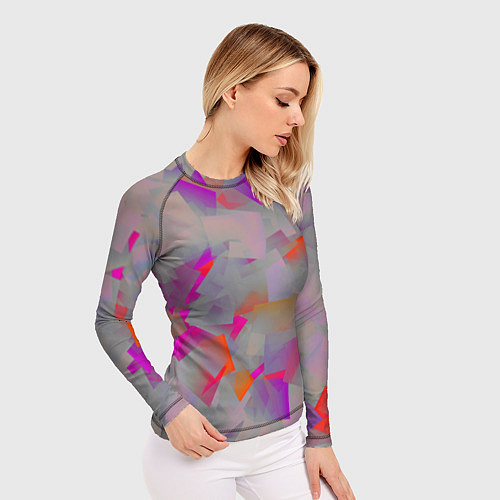 Женский рашгард Розово-фиолетовые осколки / 3D-принт – фото 3