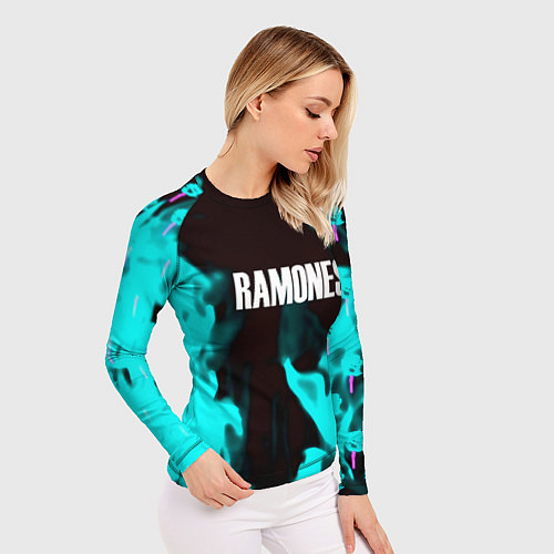 Женский рашгард Ramones fire rose / 3D-принт – фото 3
