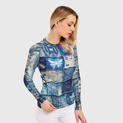 Рашгард женский Пэчворк с игровыми значками, цвет: 3D-принт — фото 2