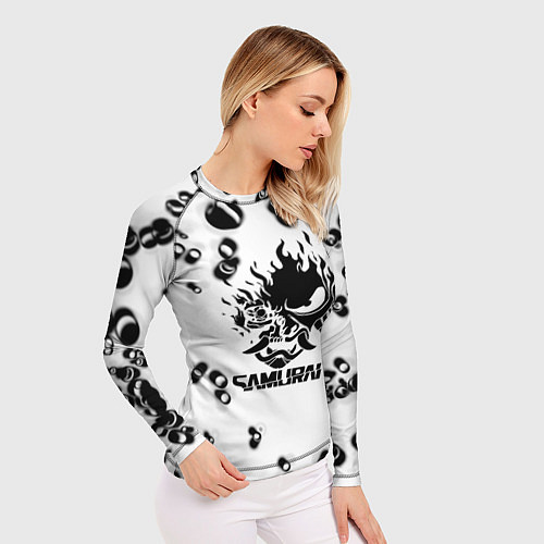 Женский рашгард Samurai черные краски текстура / 3D-принт – фото 3