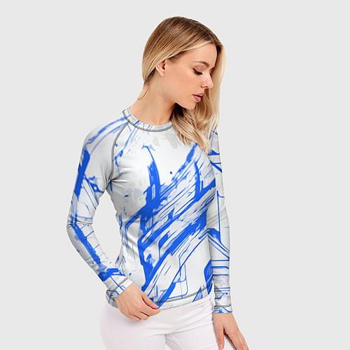 Женский рашгард Синие полосы на белом фоне / 3D-принт – фото 3