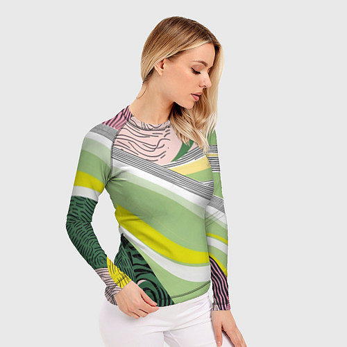 Женский рашгард Салатовая абстракция / 3D-принт – фото 3