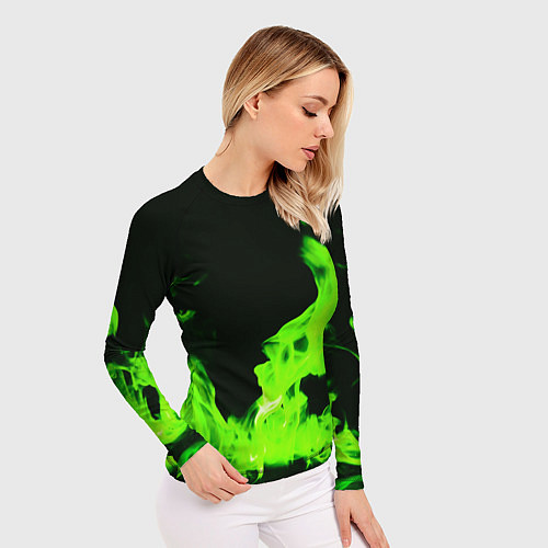 Женский рашгард Кислотный зелёный огонь / 3D-принт – фото 3
