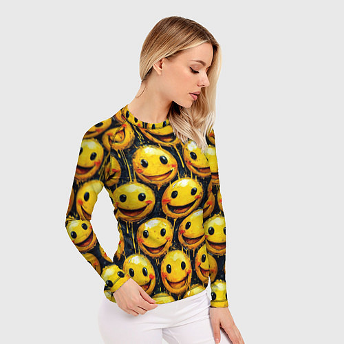 Женский рашгард Смайлы краской с потеками / 3D-принт – фото 3